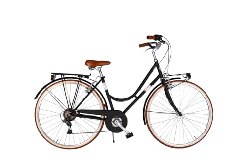 Via Veneto Bazam - Bicicleta de mujer Condorino Lady de 28 pulgadas, cambio de 6 velocidades, talla 46, color negro...