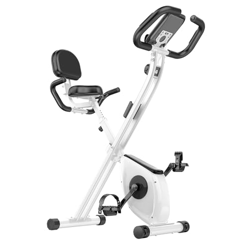 Dskeuzeew Bicicleta estática reclinable 2 en 1 con respaldo para entrenamiento en casa, con 8 niveles de resistencia...