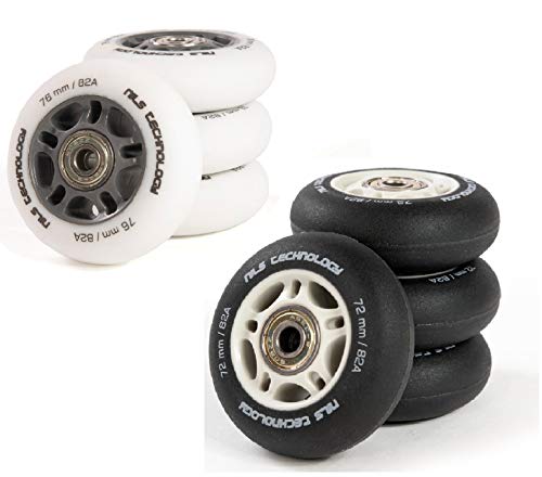 NILS - Ruedas para patines en línea con rodamiento de bolas, 4 unidades, PU, rodamientos ABEC 9, 64 – 80 mm, Negro ,...