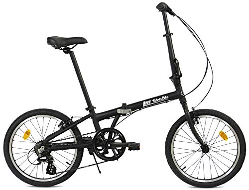 FabricBike Folding Bicicleta Plegable Cuadro Aluminio Ruedas 20' 3 Colores (Matte Black 7 Speed)