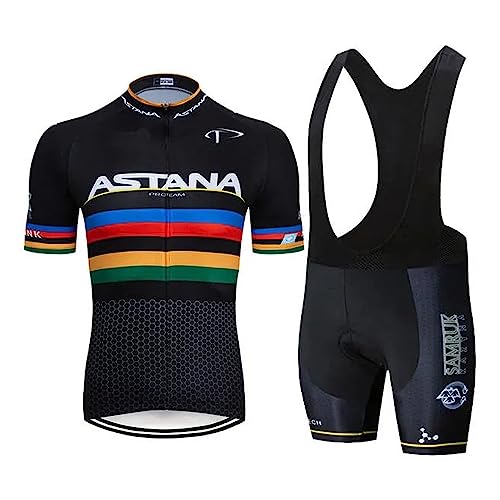 Hombres Jersey + Pantalones Cortos Mangas Cortas de Ciclismo Ropa Maillot Transpirable para Deportes al Aire Libre (L)