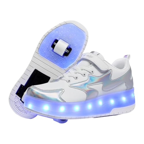 Hixingo Zapatillas con Ruedas Niña Niño, Zapatos con Dos Ruedas 2 en 1 Zapatillas Patines Zapatillas Ruedas, Luz LED...