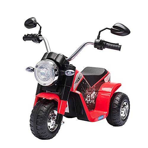 HOMCOM Moto Eléctrica Infantil con 3 Ruedas Moto Eléctrica para Niños de 18-36 Meses Triciclo a Batería 6V con Faro...