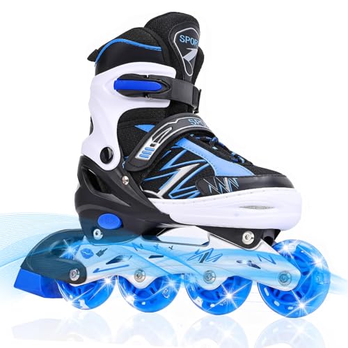 DUZSKJ Patines en línea Ajustables para niños y niñas con Ruedas de iluminación, Patines Ajustables para niños,...