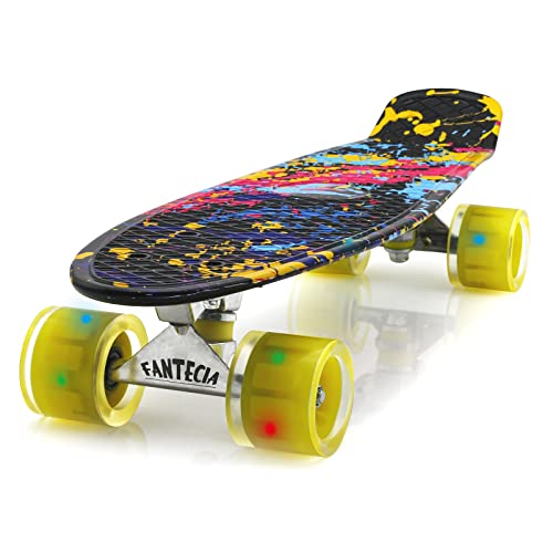 FANTECIA Cruiser Skateboard para niños de 6 a 12 años, Mini monopatín de plástico Completo de 22 Pulgadas,...