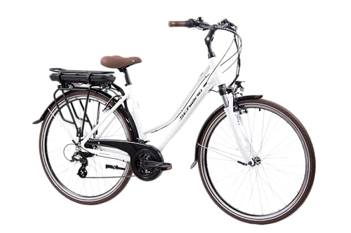 F.lli Schiano E-Ride 28'', Bicicleta Electrica de Paseo, Mujer, Blanca