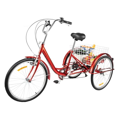 Konfiur Triciclo, 7 velocidades, 3 ruedas, bicicleta para adultos con cesta de la compra, asiento trasero, 3 ruedas...