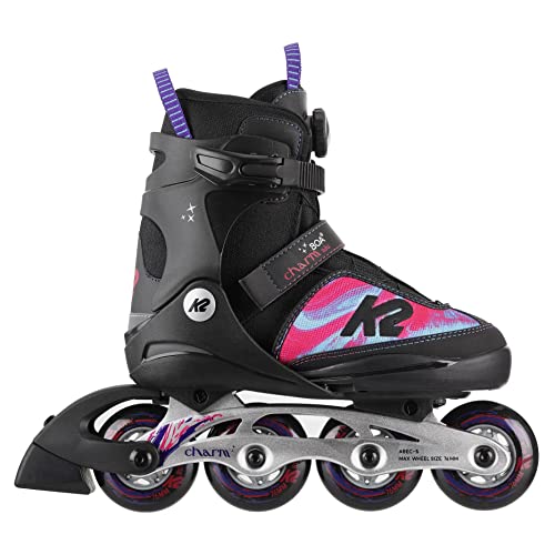 K2 Skates 30F0120 Charm Boa ALU - Patines, Negro/Rosa, L (35-40 cm)