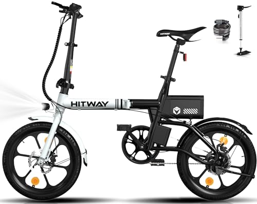 HITWAY Bicicleta Eléctrica Plegable, 16'×2.5' Bici Eléctrica de Batería Extraíble Alcance hasta 25-60km, E-Bike...