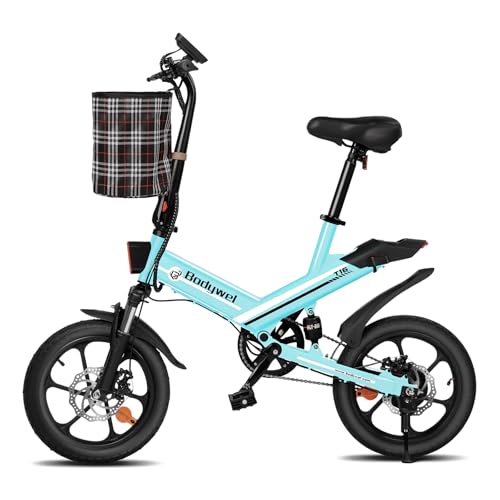 Bodywel T16 Bicicleta Eléctrica Plegable, 16' Portable E-Bike, City EBike con 4.5 Pulgadas Pantalla LED, Batería...