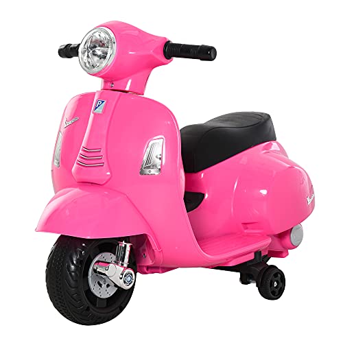 HOMCOM Moto Eléctrica Vespa para Niños de 18-36 Meses Moto de Batería 6V con Faro Bocina y 4 Ruedas Motocicleta...