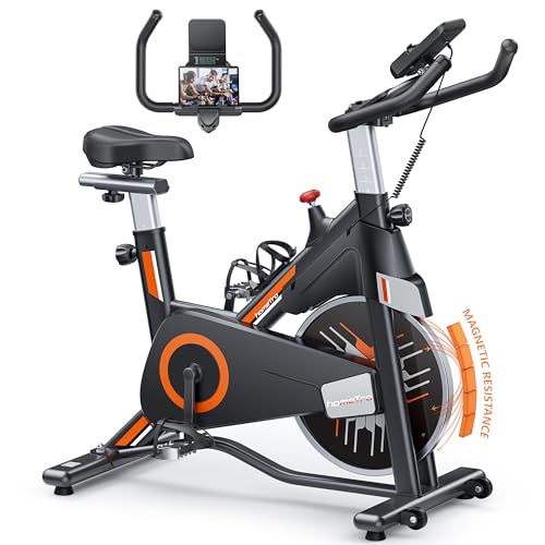 Bicicleta Estatica Magnética, Bici Estatica Para en Casa con Volante 15 KG, Pantalla LCD y Resistencia Ajustable,...