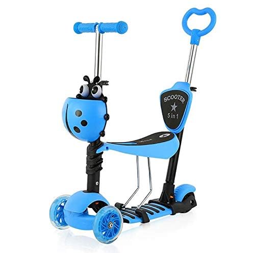 YOLEO Patinete para Niños 5-en-1, Patinete 3 Ruedas LED Parpadeantes, Scooter para Niños con Manillar Ajustable...