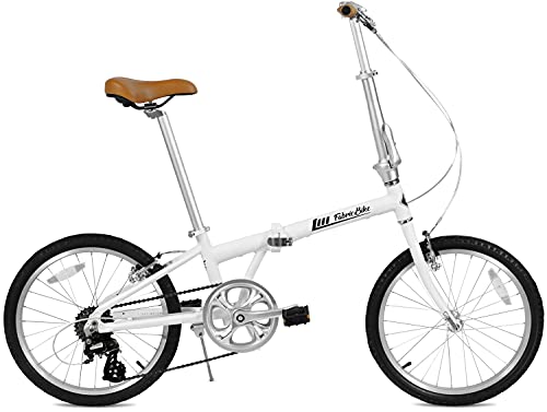 FabricBike Folding Bicicleta Plegable Cuadro Aluminio Ruedas 20' 3 Colores (Matte White 7 Speed)