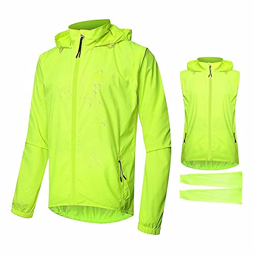 JTWMY Chaqueta De Ciclismo para Hombre Y Mujer Chaleco De Ciclismo 2 En 1 con Mangas Desmontables Chaqueta Ligera Y...