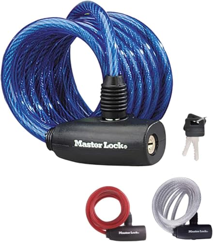 Master Lock 8127EURDPRO Candado con Llave para Bicicleta, Color al Azar, 1. 8 m, Unisex-Adult, Multicolor, 1.8 m