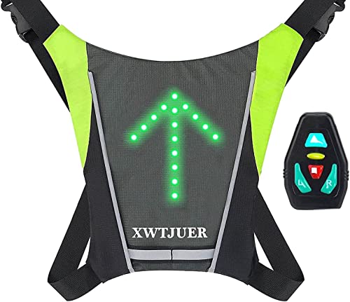 XWT 48 LED Mochila para Bicicleta, Chaleco Reflectante Bicicleta, Chaleco con Luces Intermitentes Recargable USB con...