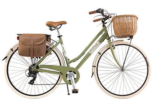 Via Veneto By Canellini Via Veneto - Bicicleta retro vintage de aluminio para mujer con cesta + bolsos + timbre Via...