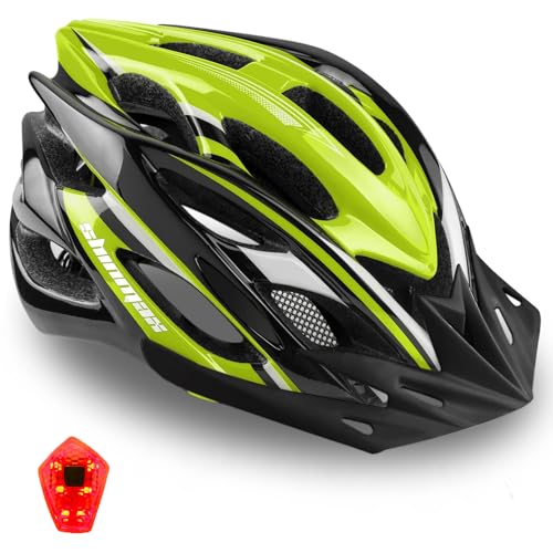 Shinmax Casco Bicicleta Adulto con Luz LED Casco de Bicicleta con Visera Extraíble Casco MTB Hombre Mujer Casco Bici...