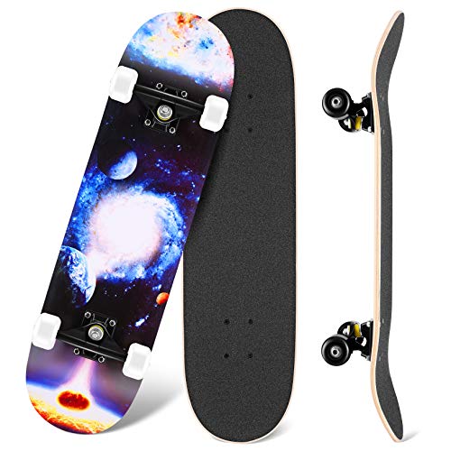 WeSkate Skateboard para Principiantes Adultos Adolescentes Niños Niñas 31'x 8' Skateboard 7 Capas Monopatin de Madera...