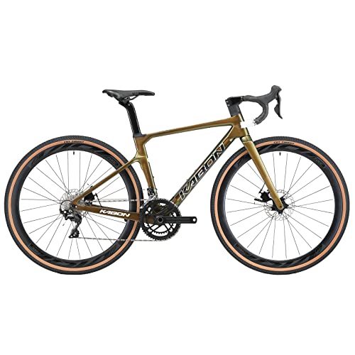 KABON Bicicleta Carbono Gravel de Carretera, 700CX40C con 18 Velocidad Manillar de Carbono Integrado Bicicleta de...