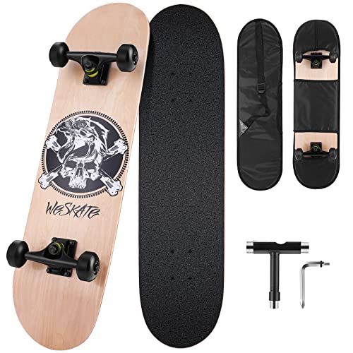 WeSkate Skateboard Principiantes Adultos Niños Niñas 31'x 8' Skate Board 8 Capas Monopatin de Madera de Arce con 52mm...