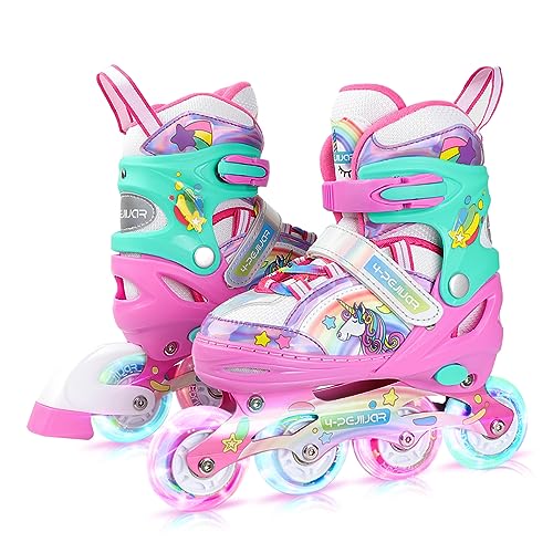 Unicornio Patines en línea Niñas Patines 4 Ruedas para Niño Patines Roller Quad Ajustables con Ruedas Luminosas para...