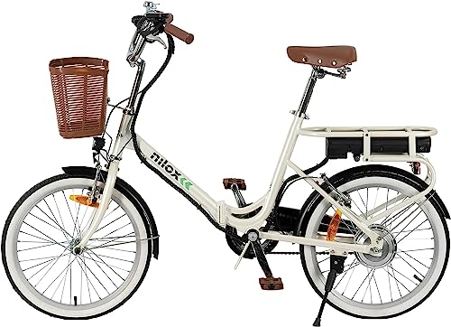 Nilox eBike J1 Plus, Bicicleta Eléctrica Plegable con Autonomía 40 km, Velocidad hasta 25 km/h, Motor Brushless 250 W,...